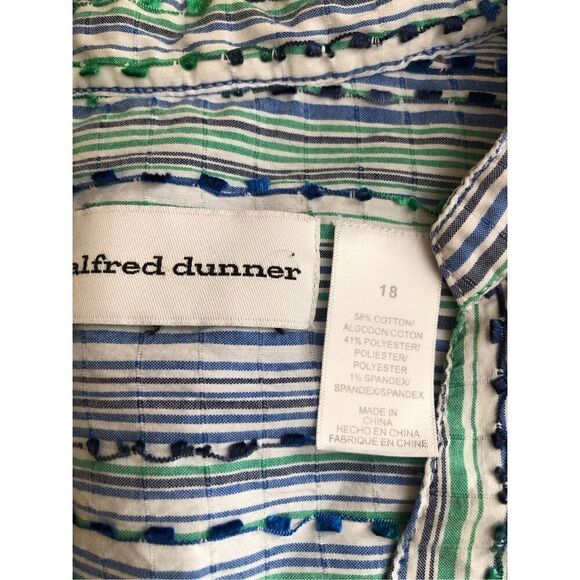Alfred Dunner Button Up Blouse Green Striped Sz 18 - Picture 8 of 8